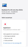 MacBook Pro 16'' M3 PRO 18 coeurs 18Go 1To Applecare+ Fev 2027