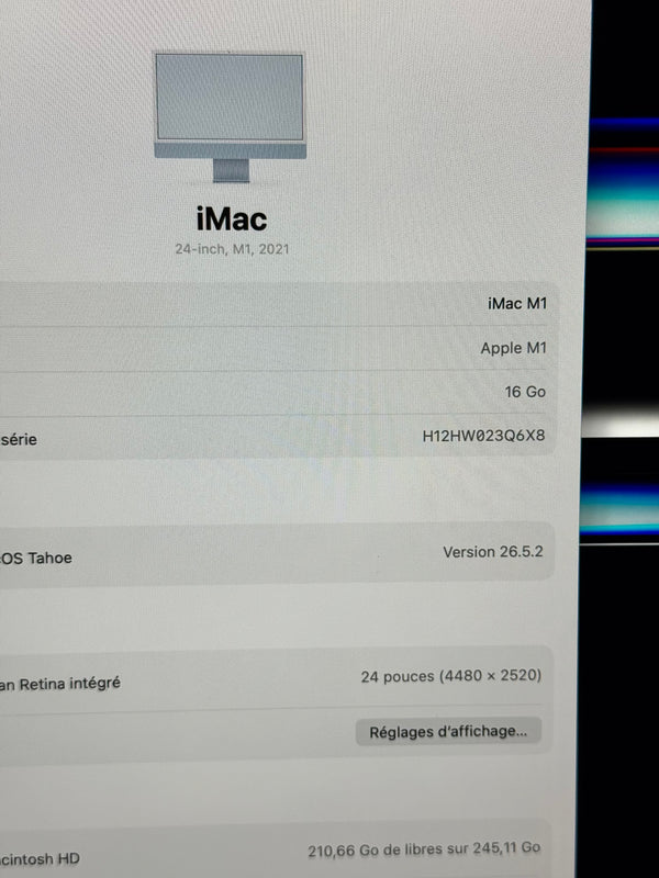 iMac 24" M1 16Go 256Go 2021