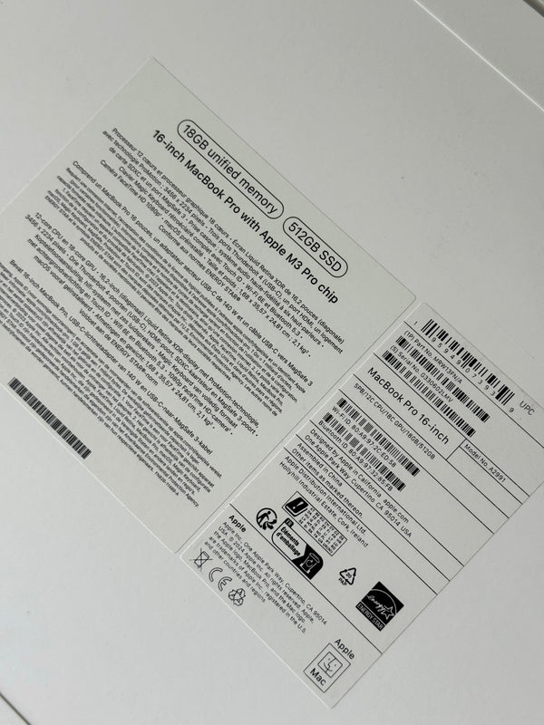 MacBook Pro 16" M3 PRO 18Go 512Go 2024 18 coeurs