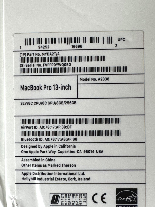 MacBook pro 13'' M1 8Go 256Go 2021