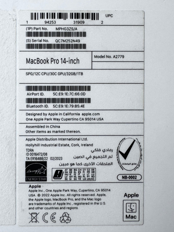 MacBook Pro 14'' 2023 M2 MAX 32Go 1To 30 coeurs