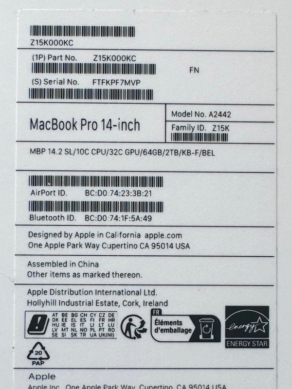 MacBook Pro 14'' M1 Max 64Go 2To 2022 32 coeurs