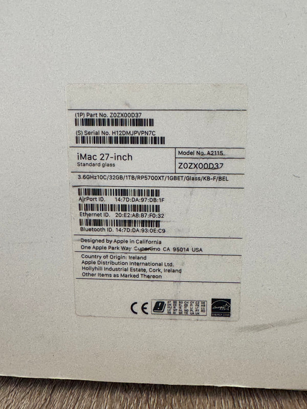 iMac 27'' Retina 5K 2020 i9 10 coeurs 32Go 1To SSD
