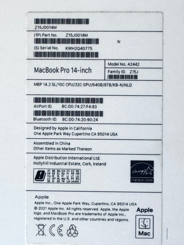 MacBook Pro 14'' M1 Max 64Go 8To 2021 32 coeurs